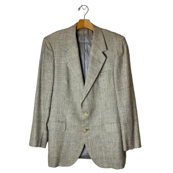 Sam Cavato Oxford Clothes Tan And Gray Houndstooth Single Breasted Blazer 40L‎ - Picture 1 of 12